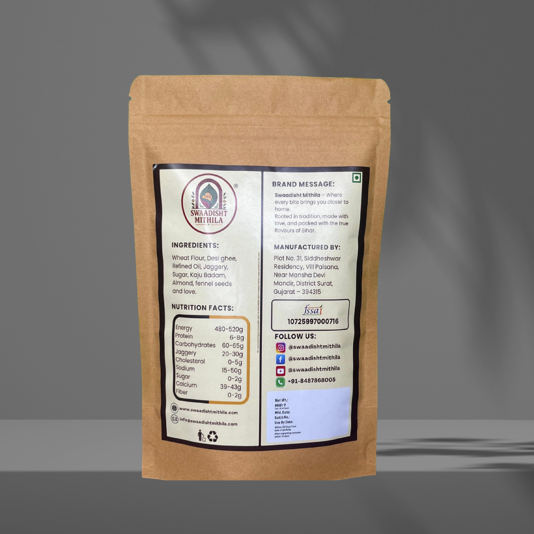 Whole Wheat & Jaggery Thekua – Swaadisht Mithila - 250g